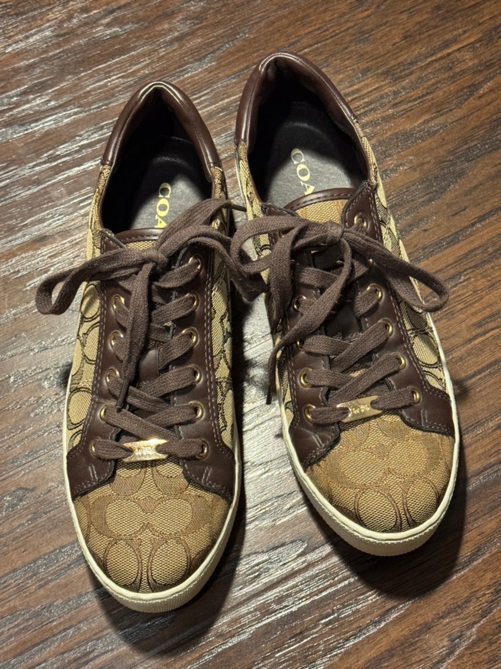 Coach Brown Signature Monogram Low-Top Sneakers, Sz 8.5 - Picture 4 of 14